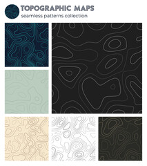 Topographic maps. Artistic isoline patterns, seamless design. Powerful tileable background. Vector illustration.