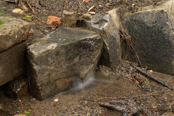 the stream that flows through the Prague park the water is crystal clear