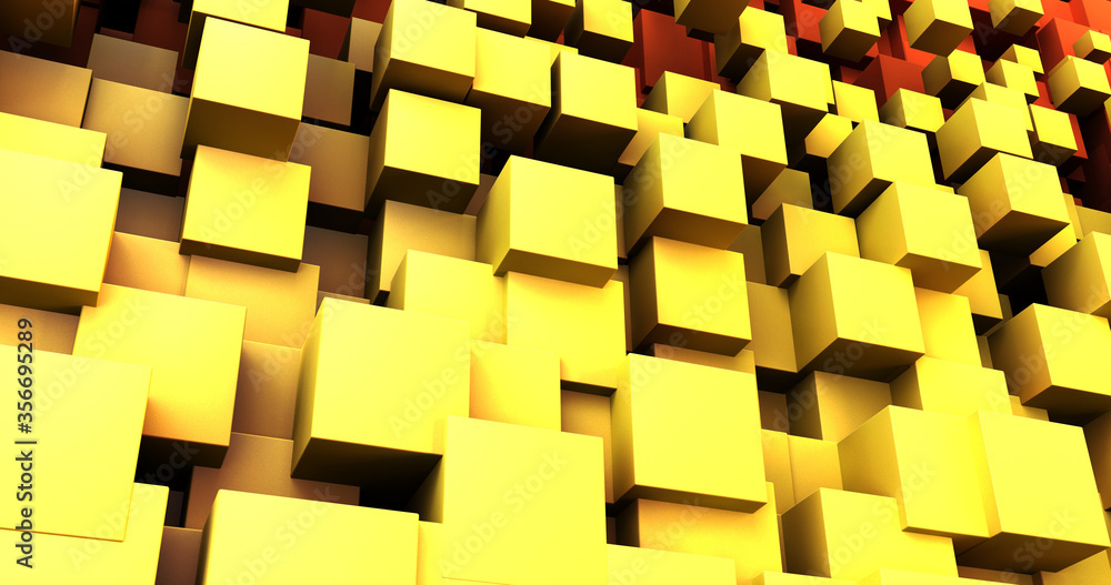 Poster 3d render of abstract chaotic cubes background