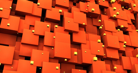 3d render of abstract chaotic cubes background