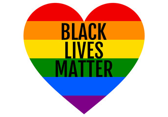 Black lives matter, rainbow heart, LGBT, pride, vector