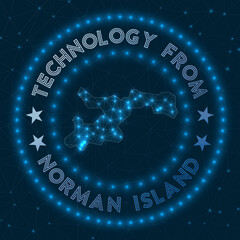Technology from Norman Island. Futuristic geometric badge of the island. Technological concept. Round Norman Island logo. Vector illustration.