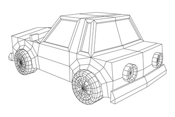 Fototapeta premium Car sedan city vehicle personal transport. Automobile for transportation auto. Wireframe low poly mesh vector illustration.