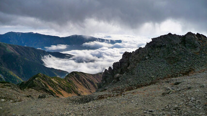 南アルプス, 北岳, 雲海, 空, 風景, 自然, 青, 雲, 旅行, 景色, 稜線