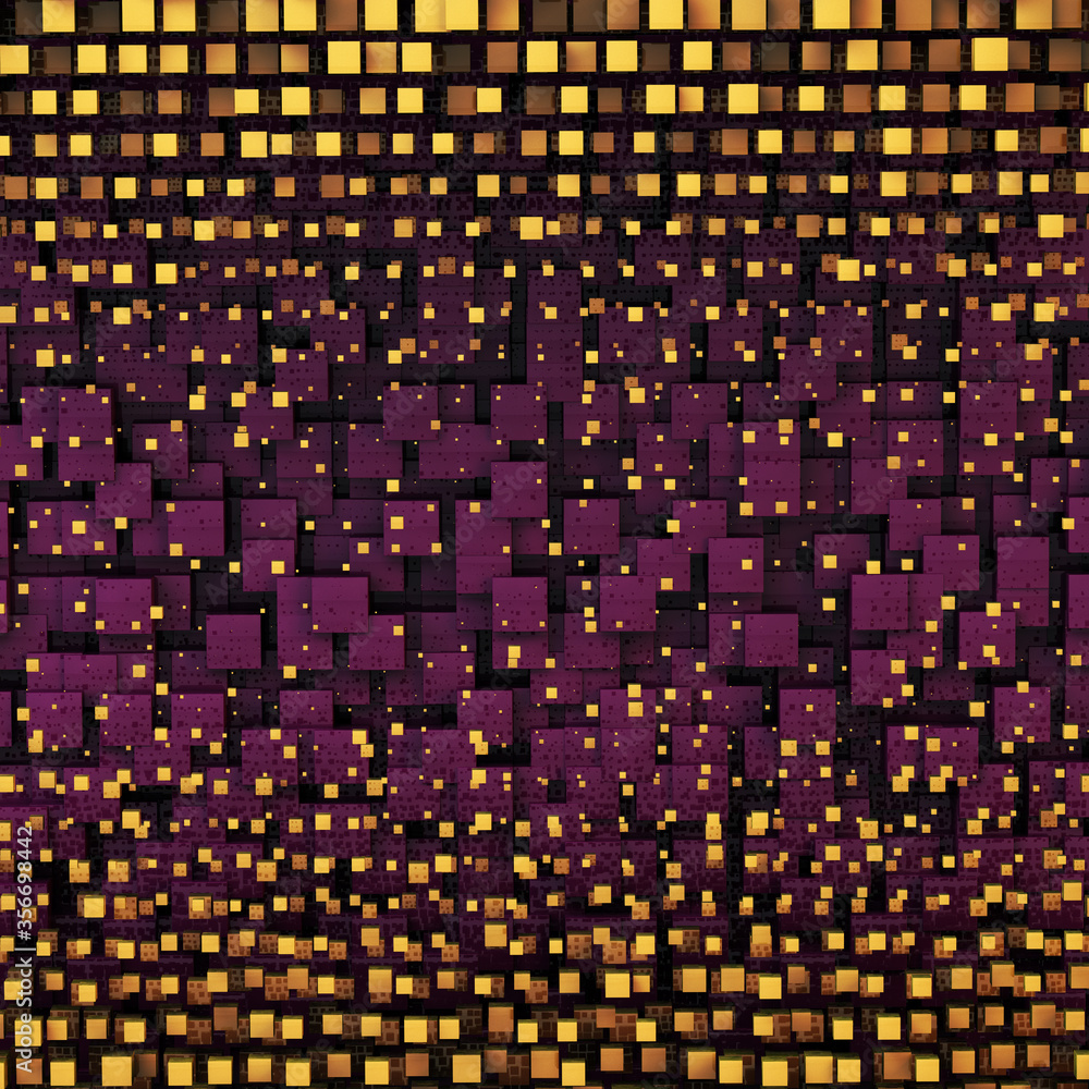 Poster 3d render of abstract chaotic cubes background