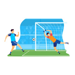 Fototapeta premium Sportsman vector illustration. Cartoon flat professional man soccer player characters jumping, playing football on green grass stadium field. Sport activity, active healthy lifestyle isolated on white