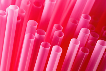Pink plastic drinking straws