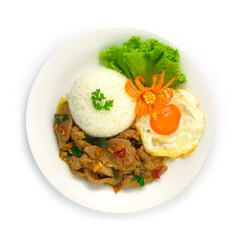 Thai Food Stir Fried Slice Pork Spicy and Basil