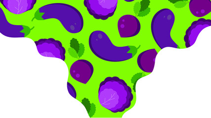 This is the background of vegetables. Vector banner with cabbage, eggplant, eggplant.