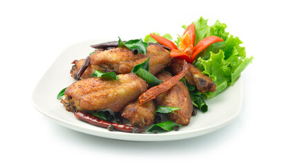 Fried Chicken Wing with Thai Herbs Dried Chili,Black pepper