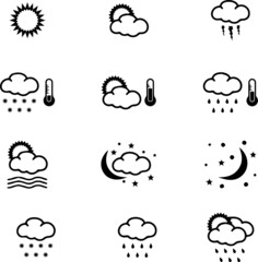 Weather icon set, cloud, rain, sunny, sun, thunder icon set