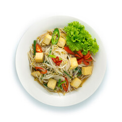 Stir Fried Bean Sprouts with Tofu,chili and Spring onion