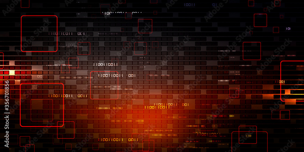 Poster 2d illustration abstract digital binary data on computer screen