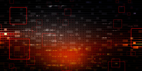 2d illustration abstract digital binary data on computer screen