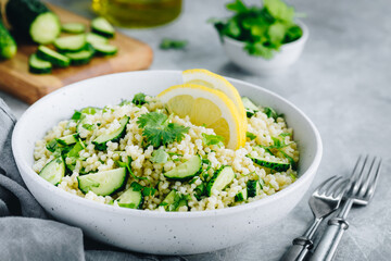 Lemony Cucumber Couscous Salad in bowl