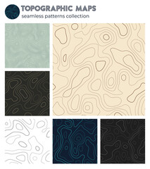 Topographic maps. Awesome isoline patterns, seamless design. Appealing tileable background. Vector illustration.