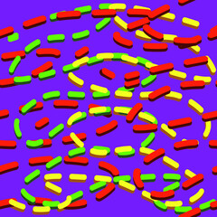 Multicolored dotted lines abstract seamless pattern.