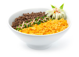 Beef Soboro Don with Egg Omelette