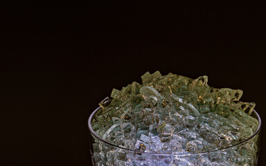 glass filled with crushed glass