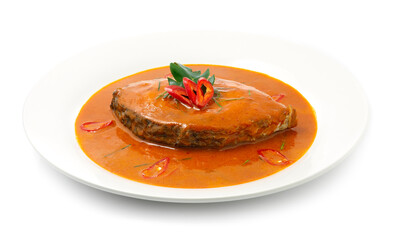 Mackerel Fish with Red Curry mixed Coconut Milk Thai Food