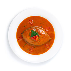 Mackerel Fish with Red Curry mixed Coconut Milk Thai Food