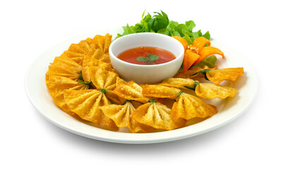 Deep Fried Bow Wonton Served with Sweet Chili Sauce