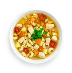 Macaroni Soup with Chicken,tomato,potato,carrots and onion