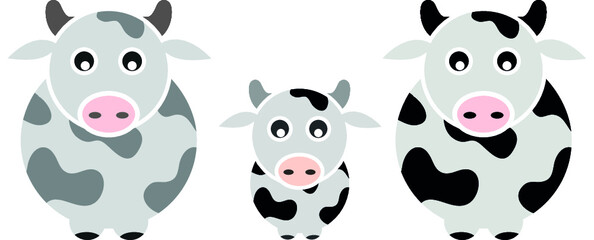 Set of Farm Animal - Cow, Vector illustration