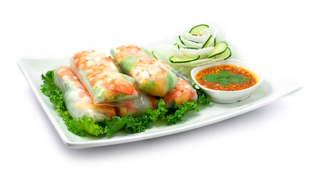 Vietnamese Shrimps Spring Roll with Fresh Vegetable
