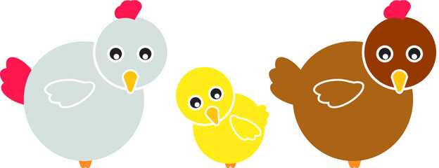 Set of Farm Animal - Chicken, Vector illustration