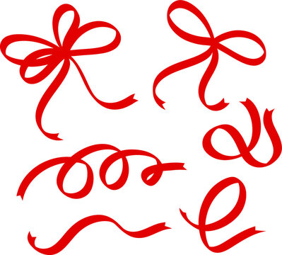 Red Ribbon And Bow, Vector Illustration