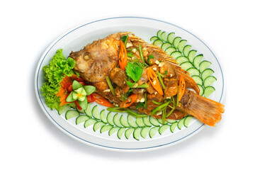 Fried Fish Stir Fried Celery Asian Food Style Cooked Deep Fried Maincorse
