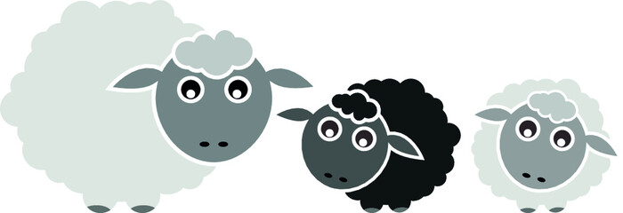 Set of Farm Animal - Sheep, Vector illustration