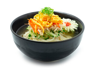Korean Cold  Noodles Soup Naengmyeon Traditional Korean Food Popular Summer