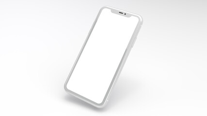 White cellphone mockup with white background