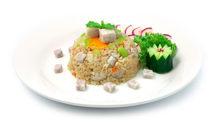 Bake Rice with Taro,Salt Egg Yolks and Green Bean Cooked Chinese Food Asian