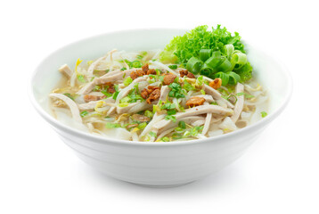 Rice Noodles with Vietnamese Pork Saucesage Slice sprinkle with crispy Garlic