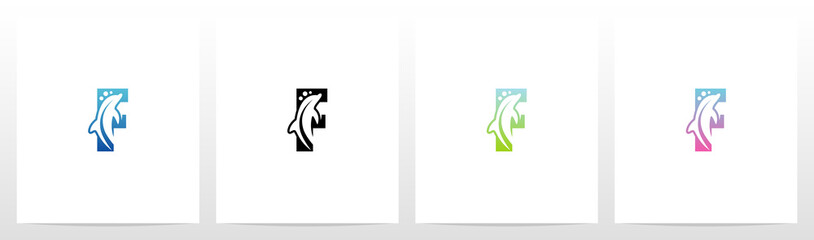Obraz premium Dolphin On Letter Logo Design F
