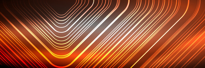 Shiny neon lines, stripes and waves, technology abstract background. Trendy abstract layout template for business or technology presentation, internet poster or web brochure cover, wallpaper