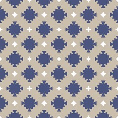 Simple Decorative Ornament Shape Seamless Pattern Background Wallpaper. Combination colors of dark blue, white, and gray. Pattern for Textile, fabric, paper, print, interior, decor and more.