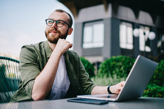 Smart man learning online using new modern laptop computer