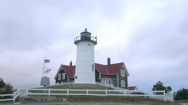 Timelapse of a dark clouds passing by lighthouse in Woods Hole, Massachusetts
