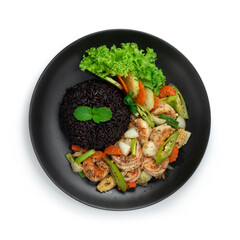 Shrimps with Black Peppers Sauce Served Rice Recipe Thaicuisine Style Healthy Cleanfood and Diet