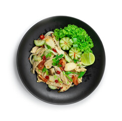Chicken Spicy Salad with vegetables dish Thaicuisine Fusion Healthy Cleanfood and Dietfood