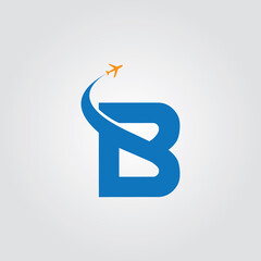 Aviation Logo with B alphabet.Design Vector Template