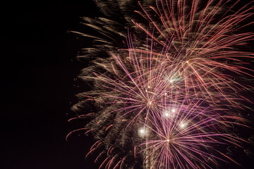 Fototapeta premium New Year's Eve fireworks, St. Pauli Landing Stages, Hamburg,Germany, Europe