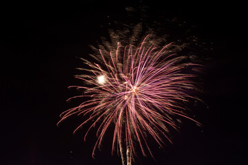 Fototapeta premium New Year's Eve fireworks, St. Pauli Landing Stages, Hamburg,Germany, Europe