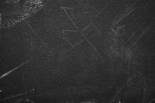Blackboard texture. Empty place for text or design on black chalkboard. School board background with traces of chalk. Cafe, bakery, restaurant menu template. Copy space.