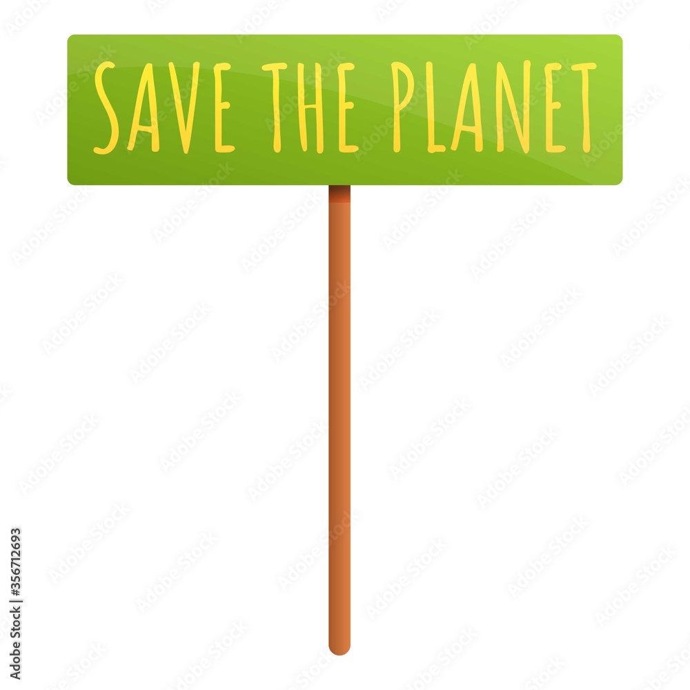 Poster save the planet banner icon. cartoon of save the planet banner vector icon for web design isolated o