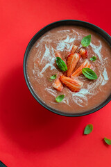 Rhubarb and strawberry cold cream soup
